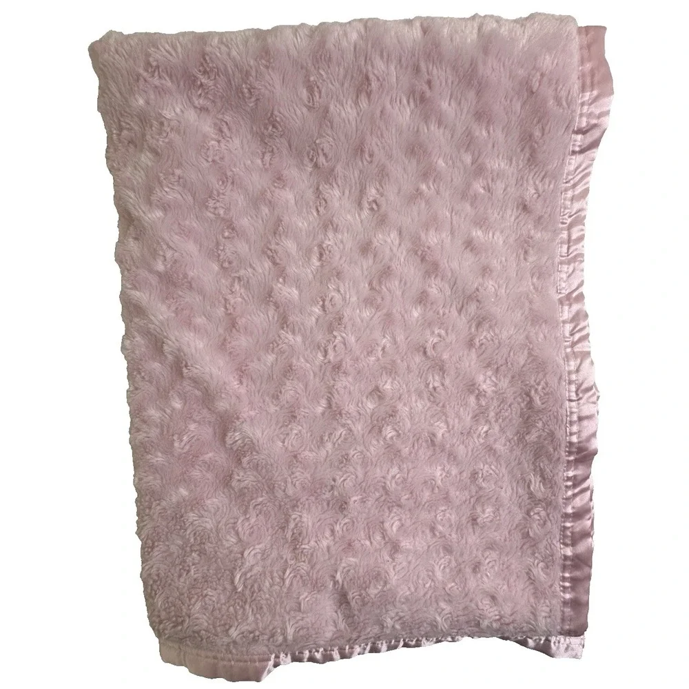 Small‎ Wonders Pink Baby Blanket Swirl Pattern Satin Edge and Backing 30x40